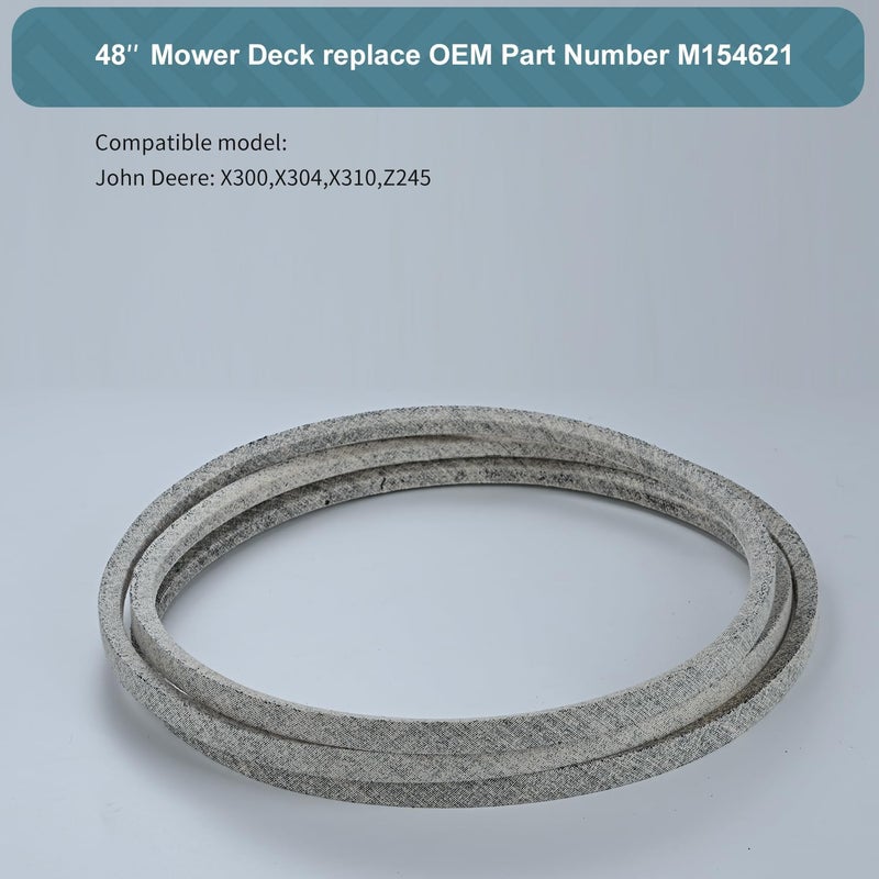 Holdly 1/2 x 146'' Lawn Mower Deck Belt M154621 Kevlar Lawn Mower Belt for John Deere X300 X304 X310 Z245 with 48 inch Mower Deck (M154621) - Image 1